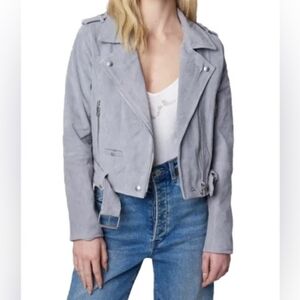 Blank NYC NWT Women's Cloud Gray Suede Moto Jacket